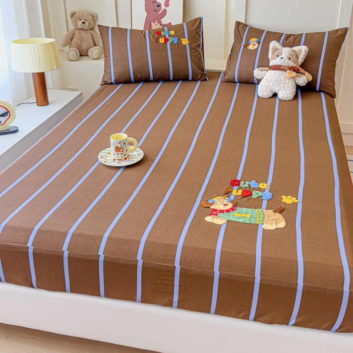 91家纺网 家纺一手货源 找家纺 感遇家纺 2025新款毛巾绣床笠三件套 音乐狗