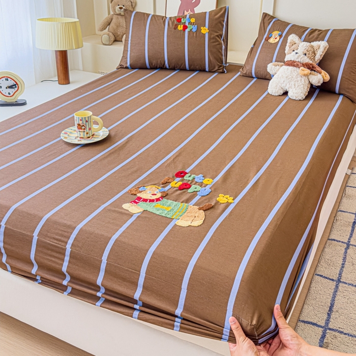 91家纺网 家纺一手货源 找家纺 感遇家纺 2025新款毛巾绣床笠三件套 音乐狗