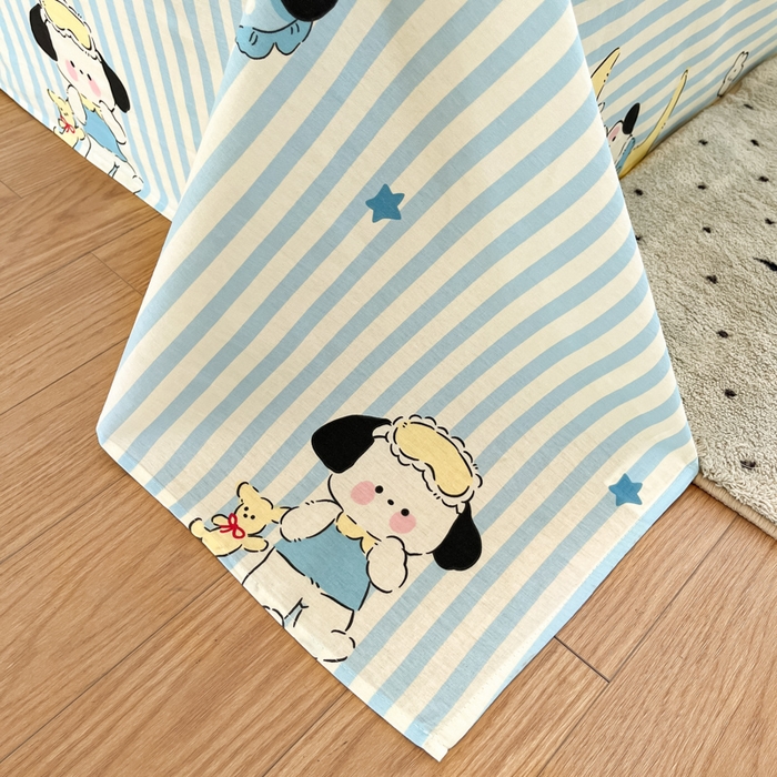 91家纺网 家纺一手货源 找家纺 2025新款全棉印花小清新单品系列-单床单酣睡狗