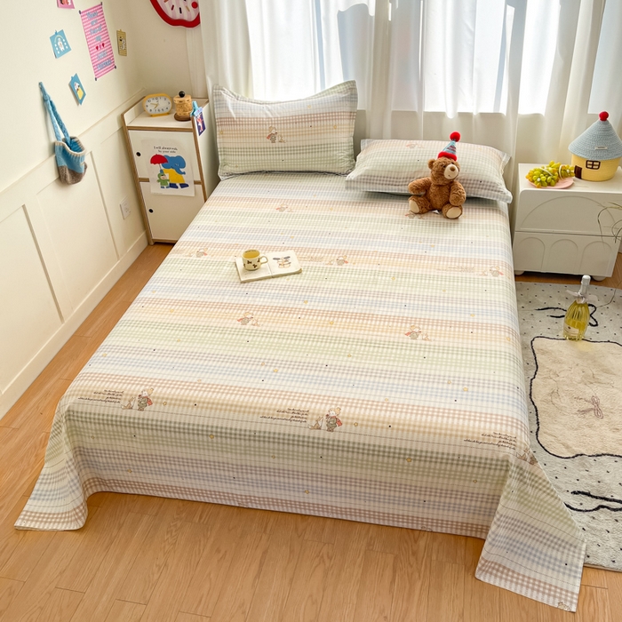 91家纺网 家纺一手货源 找家纺 2025新款全棉印花小清新单品系列-单床单美梦小王子