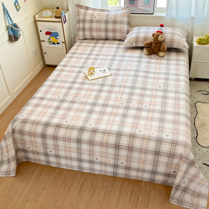 91家纺网 家纺一手货源 找家纺 2025新款全棉印花小清新单品系列-单床单拿铁米