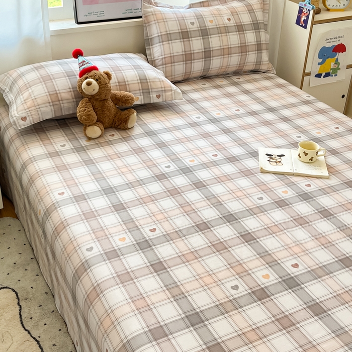 91家纺网 家纺一手货源 找家纺 2025新款全棉印花小清新单品系列-单床单拿铁米