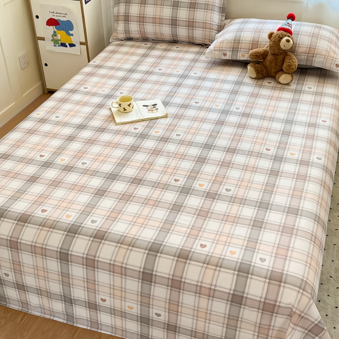 91家纺网 家纺一手货源 找家纺 2025新款全棉印花小清新单品系列-单床单拿铁米