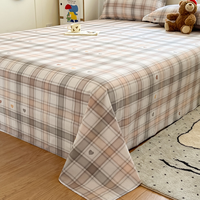 91家纺网 家纺一手货源 找家纺 2025新款全棉印花小清新单品系列-单床单拿铁米