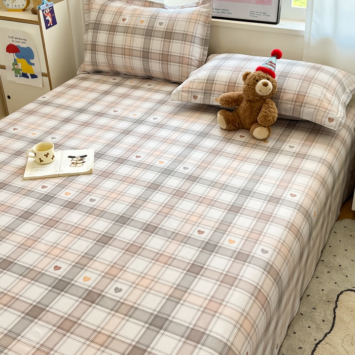 91家纺网 家纺一手货源 找家纺 2025新款全棉印花小清新单品系列-单床单拿铁米