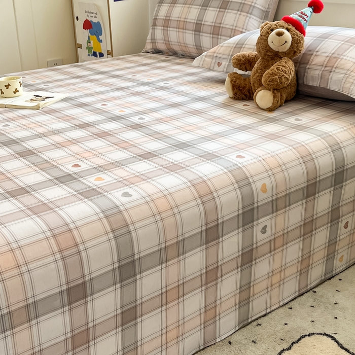 91家纺网 家纺一手货源 找家纺 2025新款全棉印花小清新单品系列-单床单拿铁米