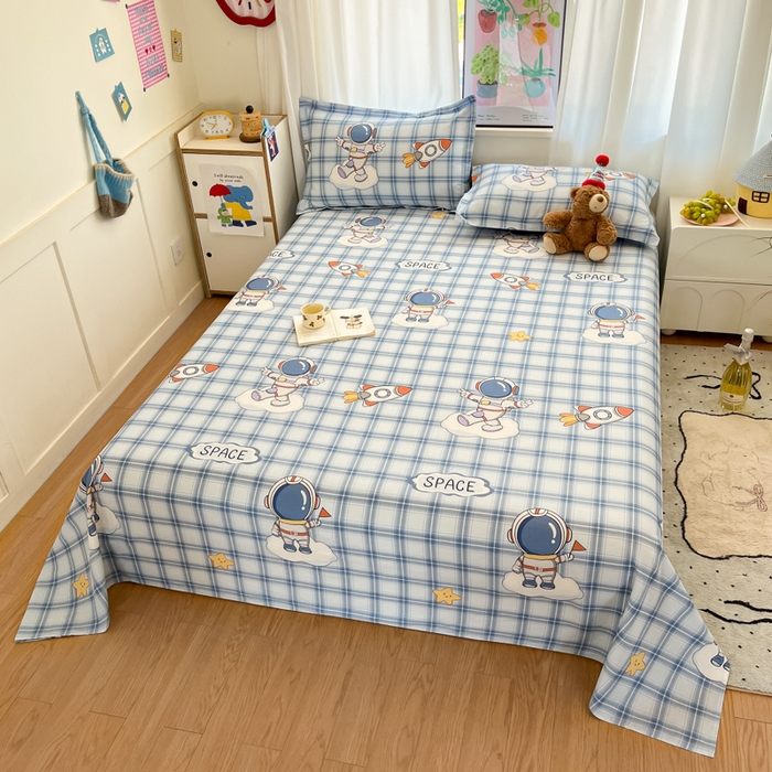 91家纺网 家纺一手货源 找家纺 2025新款全棉印花小清新单品系列-单床单奇幻宇宙