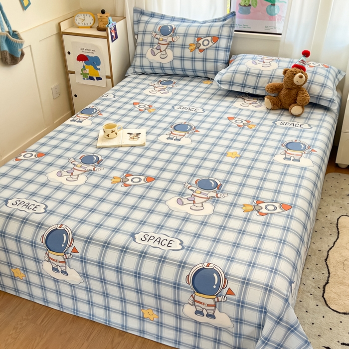 91家纺网 家纺一手货源 找家纺 2025新款全棉印花小清新单品系列-单床单奇幻宇宙