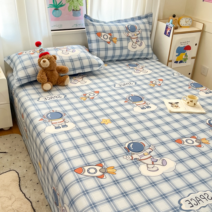 91家纺网 家纺一手货源 找家纺 2025新款全棉印花小清新单品系列-单床单奇幻宇宙