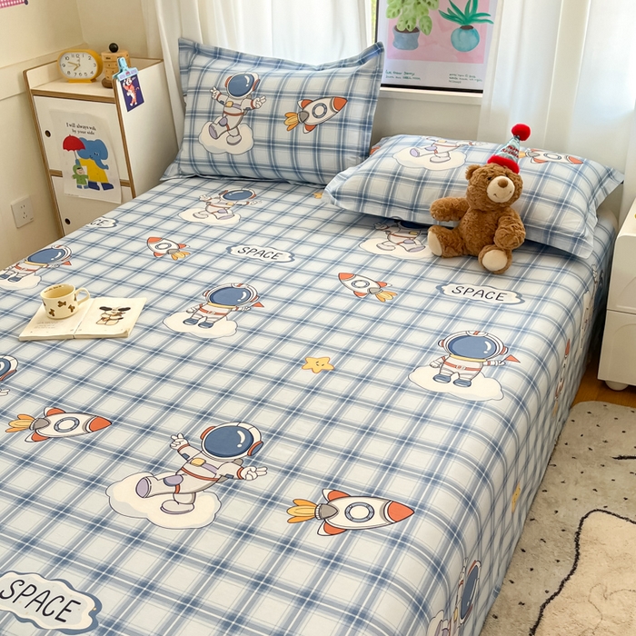 91家纺网 家纺一手货源 找家纺 2025新款全棉印花小清新单品系列-单床单奇幻宇宙