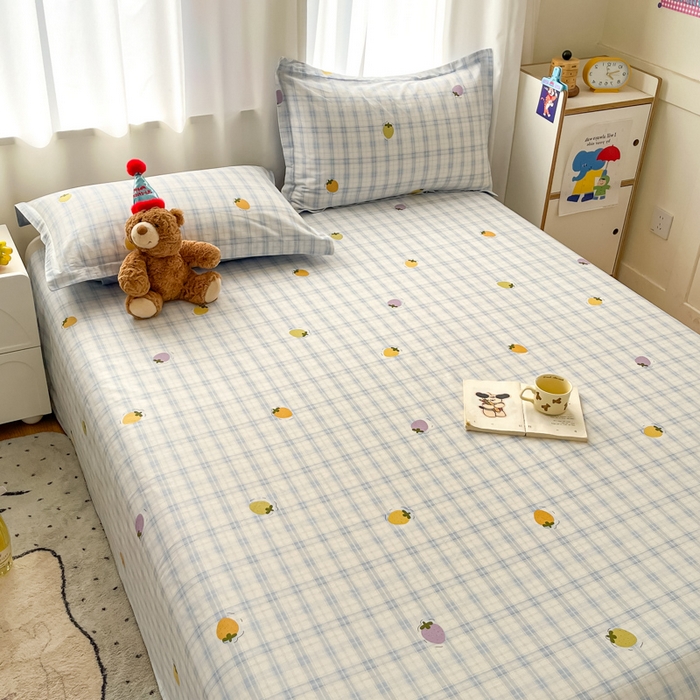 91家纺网 家纺一手货源 找家纺 2025新款全棉印花小清新单品系列-单床单甜酷莓莓