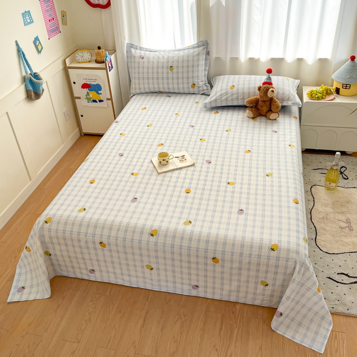 91家纺网 家纺一手货源 找家纺 2025新款全棉印花小清新单品系列-单床单甜酷莓莓