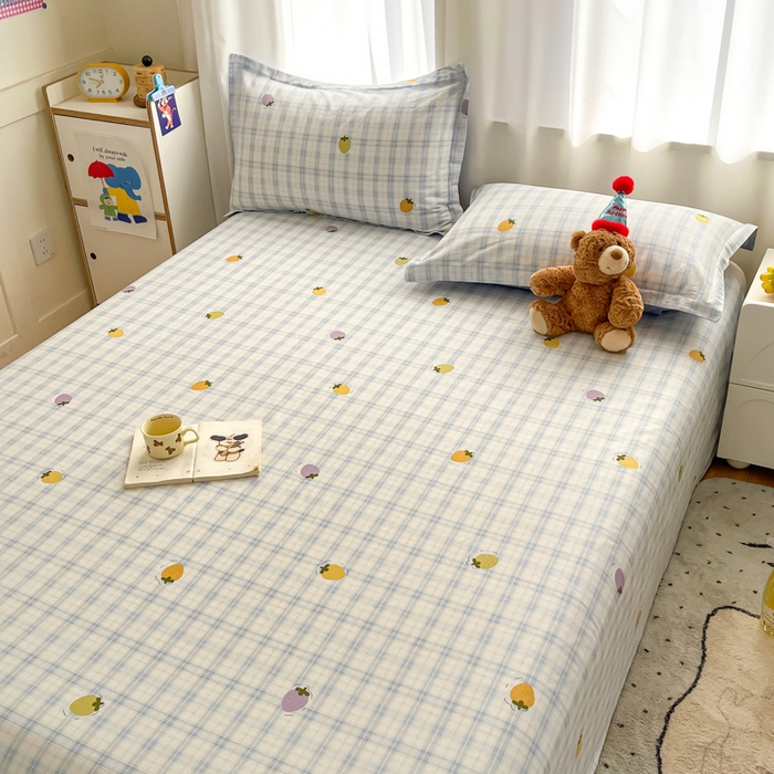 91家纺网 家纺一手货源 找家纺 2025新款全棉印花小清新单品系列-单床单甜酷莓莓