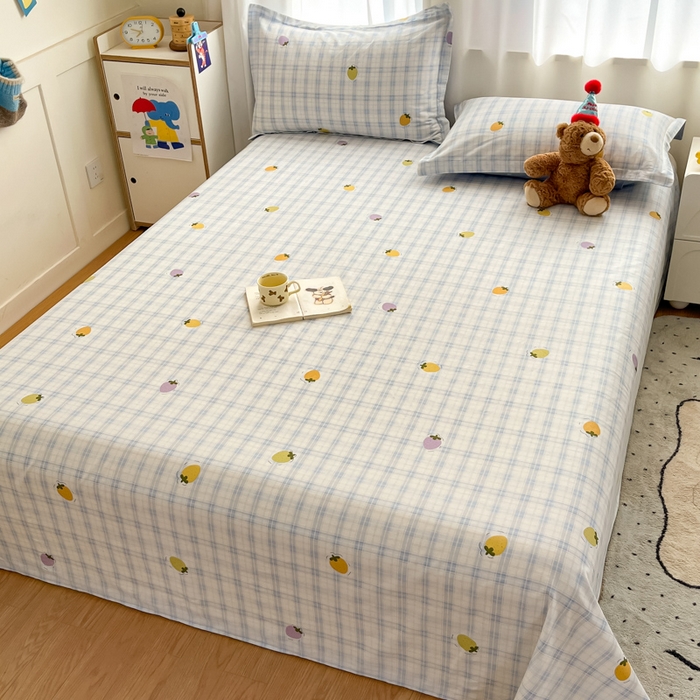 91家纺网 家纺一手货源 找家纺 2025新款全棉印花小清新单品系列-单床单甜酷莓莓