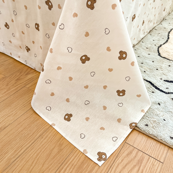 91家纺网 家纺一手货源 找家纺 2025新款全棉印花小清新单品系列-单床单小熊联谊