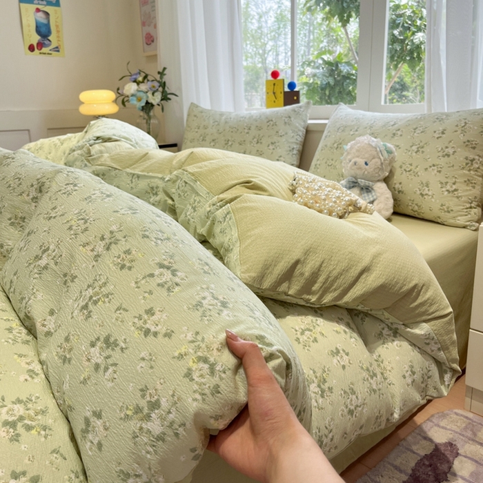 91家纺网 家纺一手货源 找家纺 （总）王朝国际 2025爆款皱皱双层纱四件套