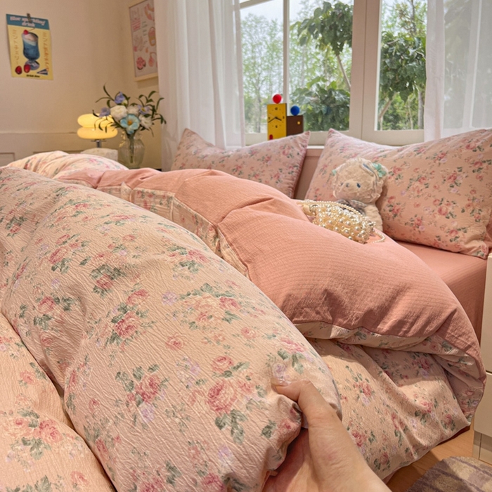 91家纺网 家纺一手货源 找家纺 （总）王朝国际 2025爆款皱皱双层纱四件套