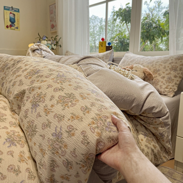 91家纺网 家纺一手货源 找家纺 （总）王朝国际 2025爆款皱皱双层纱四件套