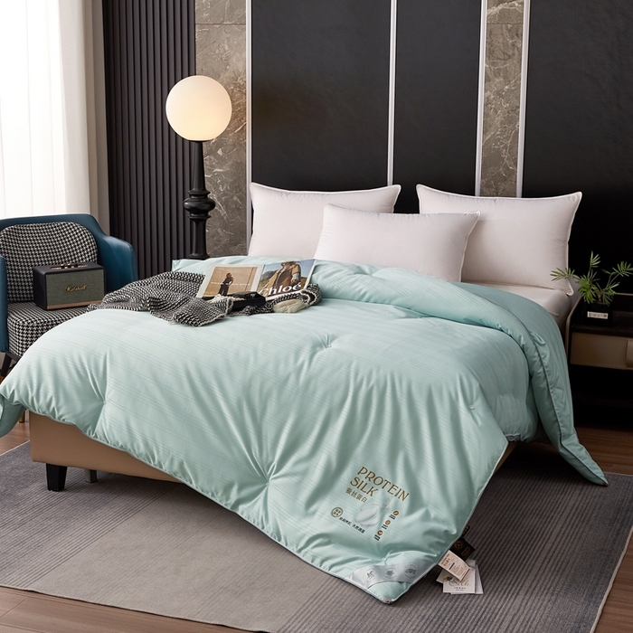 91家纺网 家纺一手货源 找家纺 喜糯糯 2025新款长绒棉提花被子被芯 薄荷绿