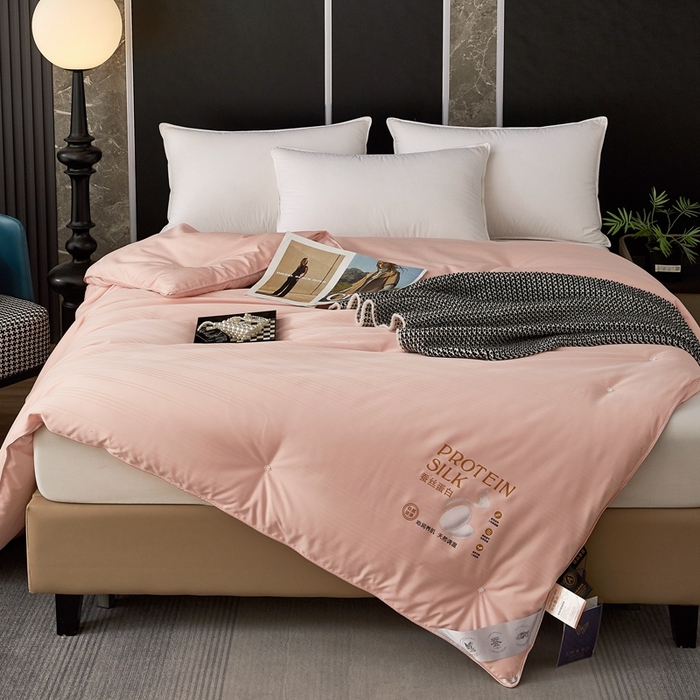 91家纺网 家纺一手货源 找家纺 喜糯糯 2025新款长绒棉提花被子被芯 粉玉