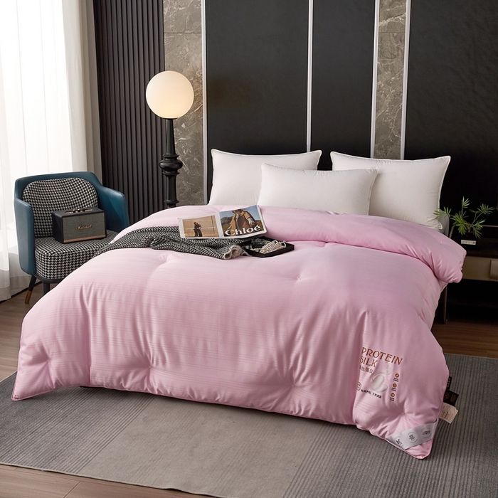 91家纺网 家纺一手货源 找家纺 喜糯糯 2025新款长绒棉提花被子被芯 樱花粉