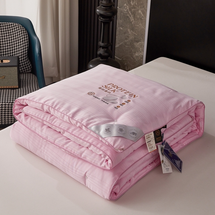 91家纺网 家纺一手货源 找家纺 喜糯糯 2025新款长绒棉提花被子被芯 樱花粉