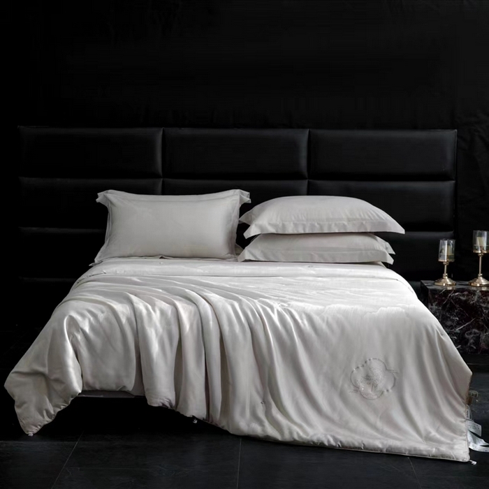 俏企鹅羽绒精品馆 2025新款60S 大提花蚕丝夏被蚕丝被-锦鲤跃龙门 灰