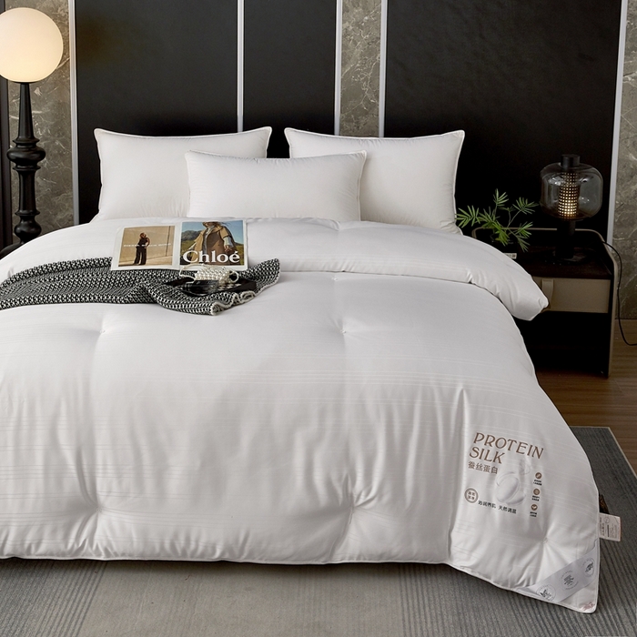 91家纺网 家纺一手货源 找家纺 喜糯糯 2025新款长绒棉提花被子被芯 珍珠白