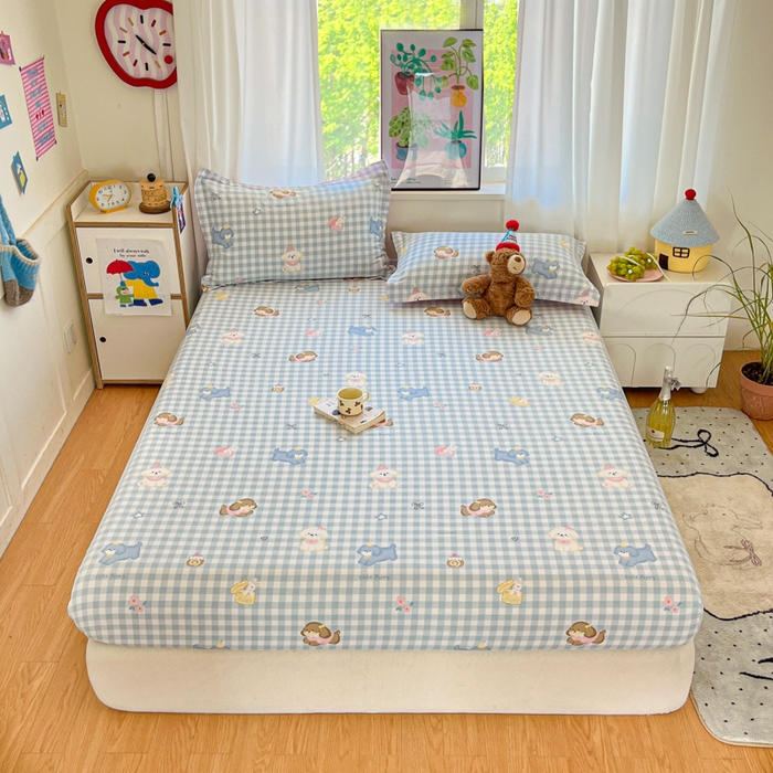 91家纺网 家纺一手货源 找家纺 （总）2025新款全棉印花小清新单品系列-单床笠