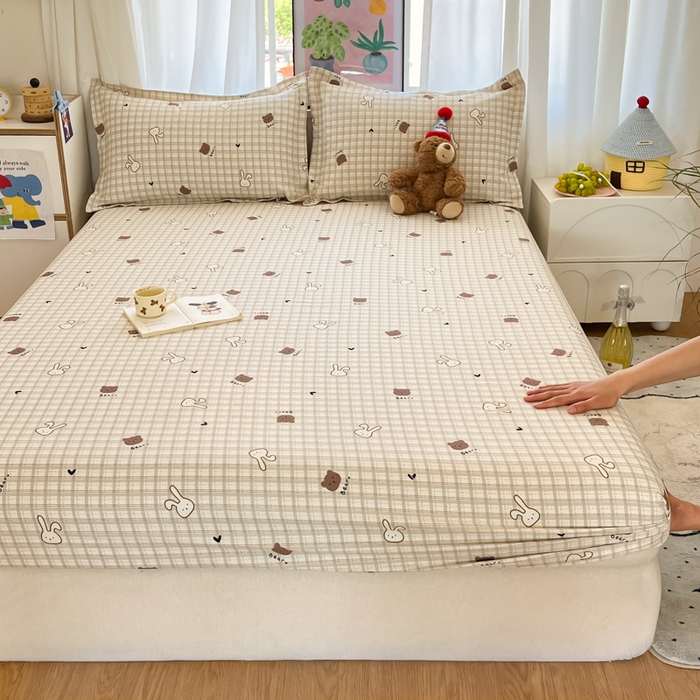 91家纺网 家纺一手货源 找家纺 2025新款全棉印花小清新单品系列-单床笠安睡宝