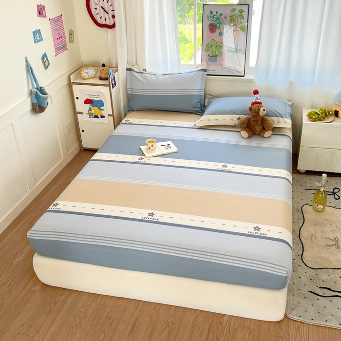 91家纺网 家纺一手货源 找家纺 2025新款全棉印花小清新单品系列-单床笠华歌尔