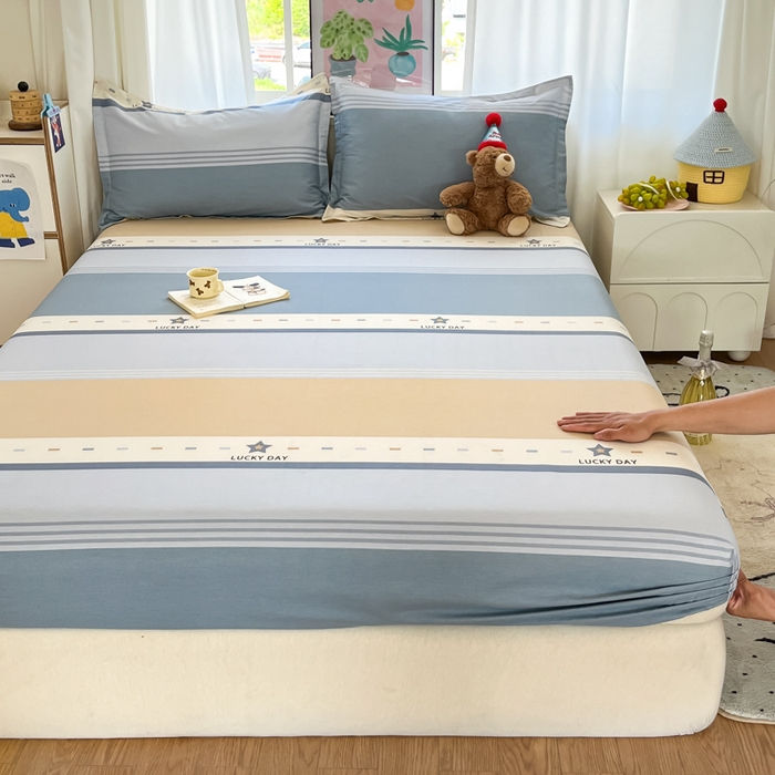 91家纺网 家纺一手货源 找家纺 2025新款全棉印花小清新单品系列-单床笠华歌尔