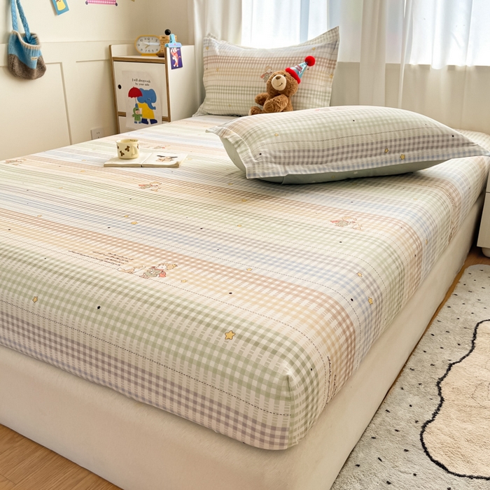 91家纺网 家纺一手货源 找家纺 2025新款全棉印花小清新单品系列-单床笠美梦小王子