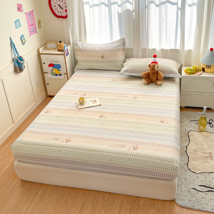 91家纺网 家纺一手货源 找家纺 2025新款全棉印花小清新单品系列-单床笠美梦小王子