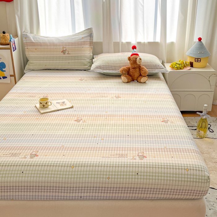 91家纺网 家纺一手货源 找家纺 2025新款全棉印花小清新单品系列-单床笠美梦小王子