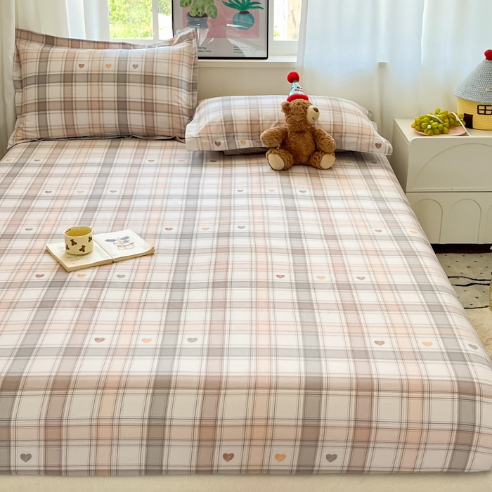 91家纺网 家纺一手货源 找家纺 2025新款全棉印花小清新单品系列-单床笠拿铁米