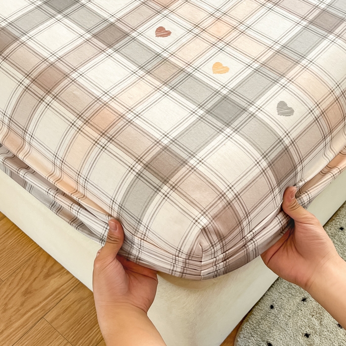 91家纺网 家纺一手货源 找家纺 2025新款全棉印花小清新单品系列-单床笠拿铁米