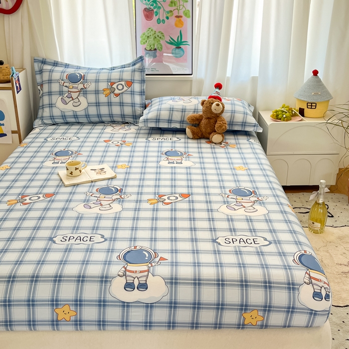 91家纺网 家纺一手货源 找家纺 2025新款全棉印花小清新单品系列-单床笠奇幻宇宙