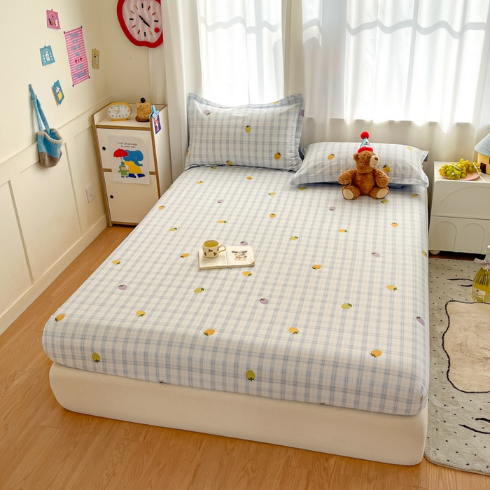 91家纺网 家纺一手货源 找家纺 2025新款全棉印花小清新单品系列-单床笠甜酷莓莓