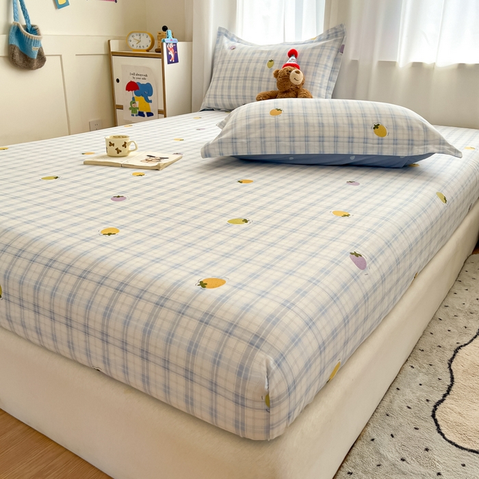 91家纺网 家纺一手货源 找家纺 2025新款全棉印花小清新单品系列-单床笠甜酷莓莓