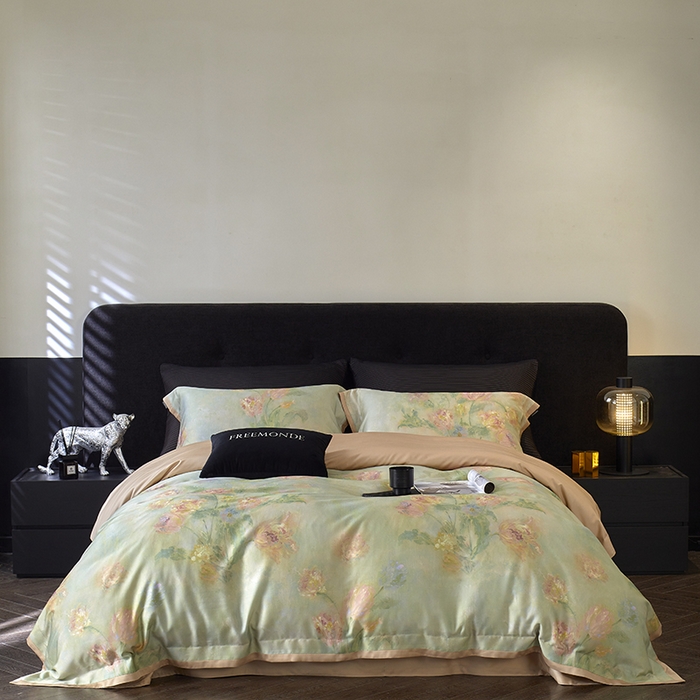 91家纺网 家纺一手货源 找家纺 （总）蕾诺家纺 2025新款60支进口奥地利兰精天丝数码印花四件套