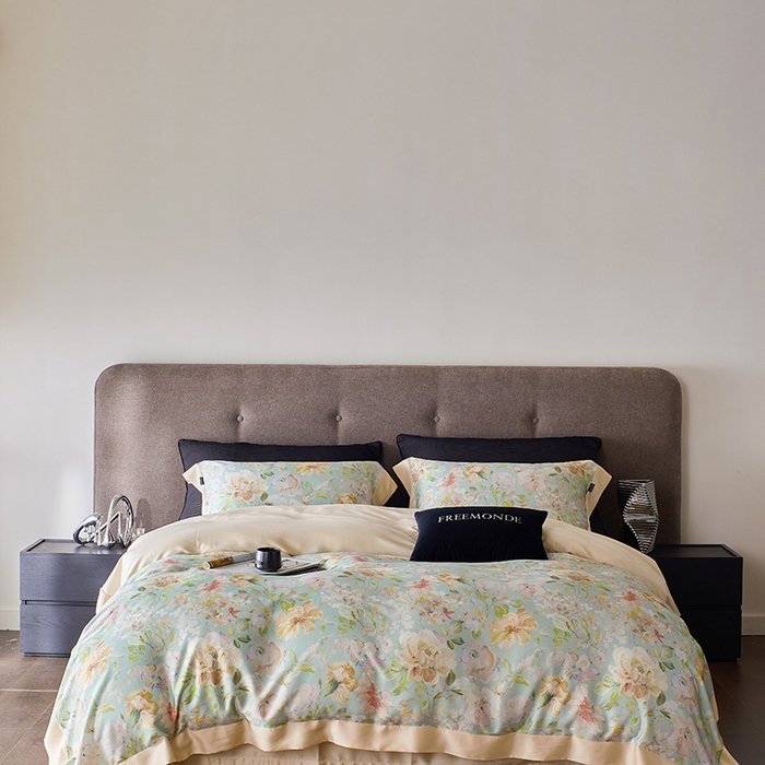 91家纺网 家纺一手货源 找家纺 （总）蕾诺家纺 2025新款60支进口奥地利兰精天丝数码印花四件套