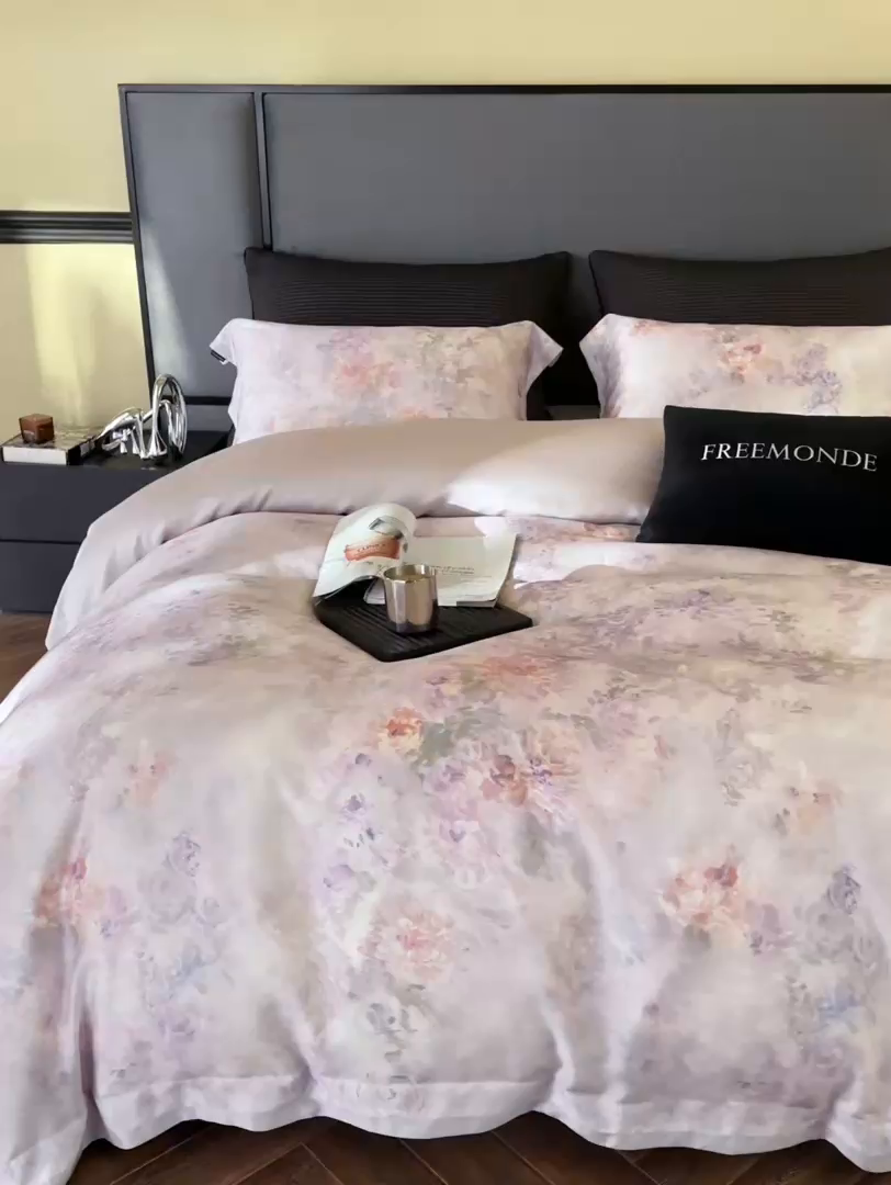 91家纺网 家纺一手货源 找家纺 （总）蕾诺家纺 2025新款60支进口奥地利兰精天丝数码印花四件套