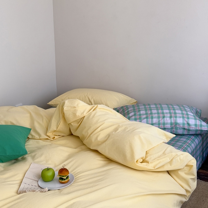 91家纺网 家纺一手货源 找家纺 （总）艾沁家纺 2025新款全棉数码印花水洗棉撞色混搭四件套