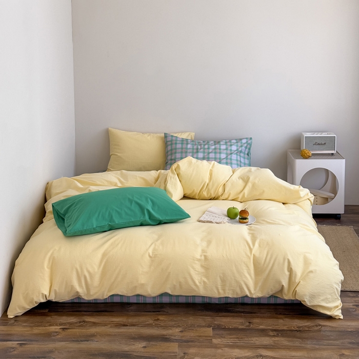 91家纺网 家纺一手货源 找家纺 （总）艾沁家纺 2025新款全棉数码印花水洗棉撞色混搭四件套