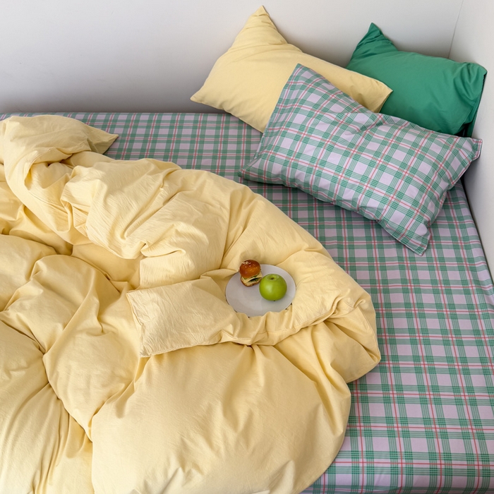 91家纺网 家纺一手货源 找家纺 （总）艾沁家纺 2025新款全棉数码印花水洗棉撞色混搭四件套