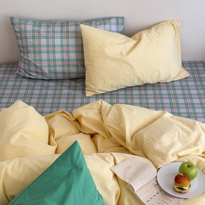 91家纺网 家纺一手货源 找家纺 （总）艾沁家纺 2025新款全棉数码印花水洗棉撞色混搭四件套