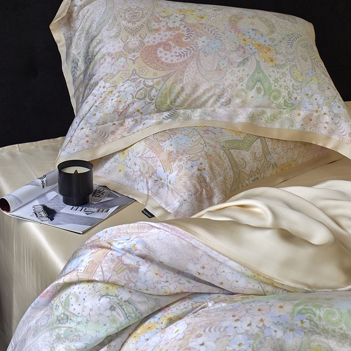 91家纺网 家纺一手货源 找家纺 蕾诺家纺 2025新款60支进口奥地利兰精天丝数码印花四件套 伊娃-香槟