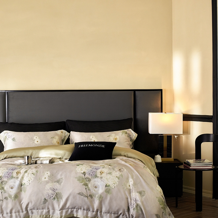 91家纺网 家纺一手货源 找家纺 蕾诺家纺 2025新款60支进口奥地利兰精天丝数码印花四件套 紫苏-海葵紫