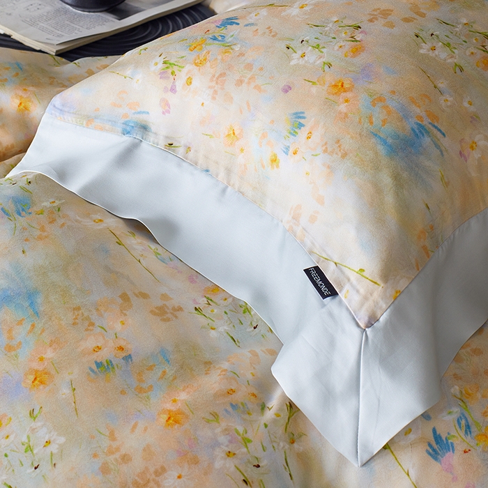 91家纺网 家纺一手货源 找家纺 蕾诺家纺 2025新款60支进口奥地利兰精天丝数码印花四件套 小枝寻